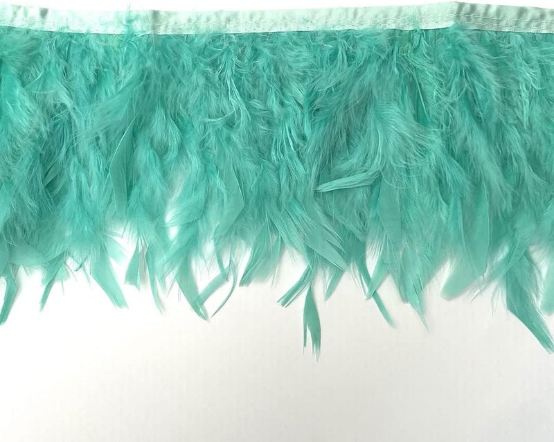 Shekyeon Turkey Feathers Fringe Trim for Party Clothing DIY Sewing Crafts Decoration Pack of 2 Yards (Mint Green) - Image 4